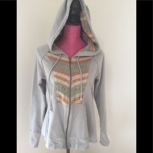 FP peplum style woven cotton hoodie in EUC